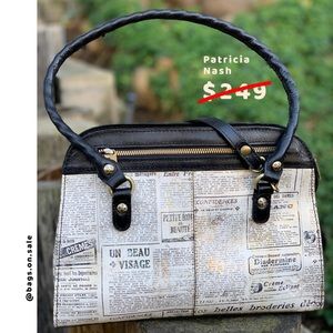Patricia Nash Calvi Satchel Newspaper Print
